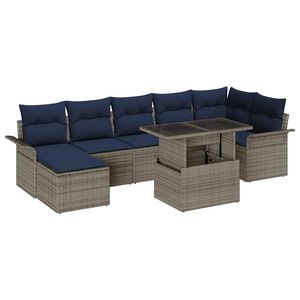 vidaXL Havesofa S&aelig;t med pude med opbevaring 8 pcs Gr&aring; Poly Rattan