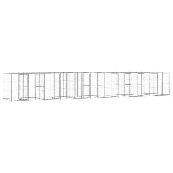 vidaXL udend&oslash;rs hundebur 26,62 m&sup2; galvaniseret st&aring;l