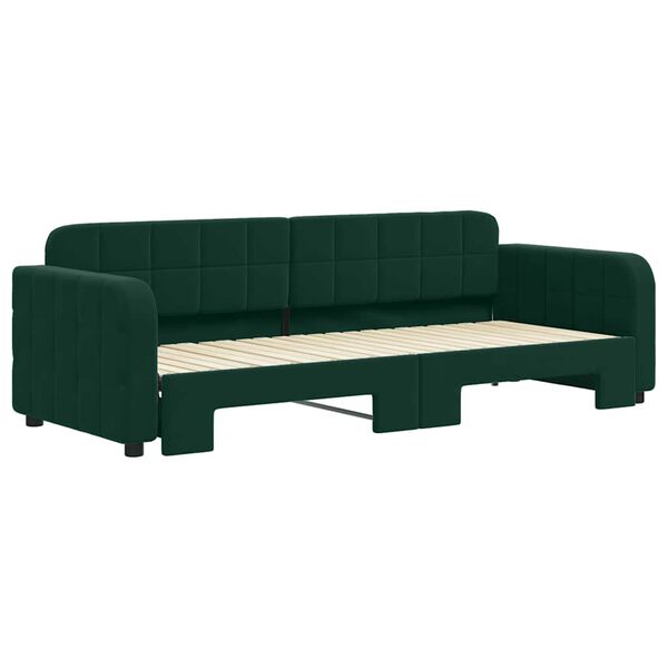 vidaXL daybed med udtr&aelig;k 80x200 cm velour m&oslash;rkegr&oslash;n
