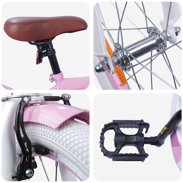 vidaXL B&oslash;rnecykel 18 tommer til 5-7 &aring;r gammel Lys pink