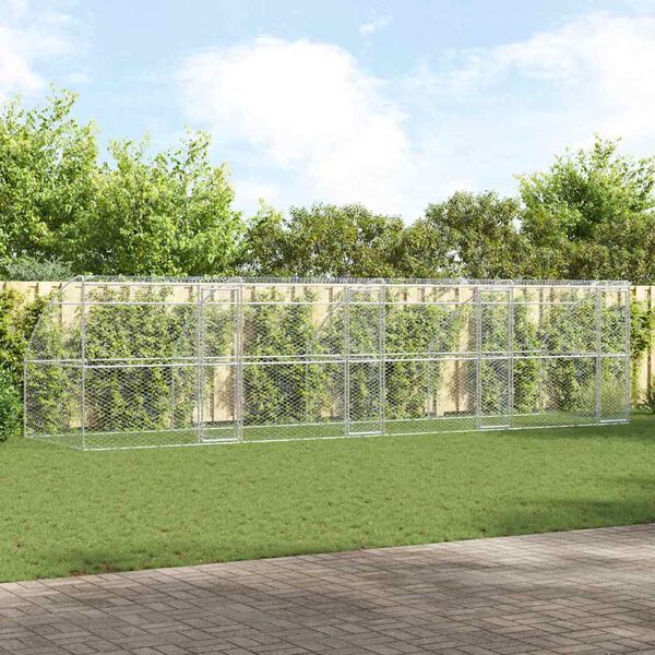 vidaXL Hundehus 4 pcs S&oslash;lv 8 x 2 x 2 m Galvaniseret st&aring;l