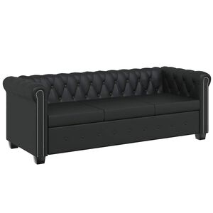 vidaXL 3-personers Chesterfield sofa kunstl&aelig;der sort