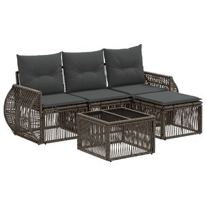 vidaXL Havesofa S&aelig;t 5 stk. Gr&aring; og M&oslash;rkegr&aring; polyrattan