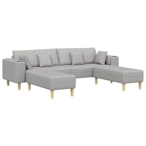 vidaXL Sofa med pude 3 pcs Skygr&aring; Stof