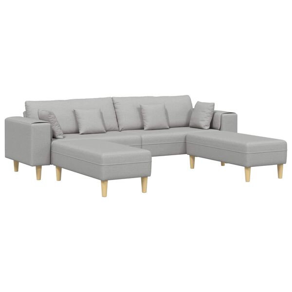 vidaXL Sofa med pude 3 pcs Skygr&aring; Stof