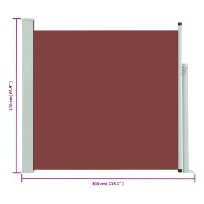 vidaXL sammenrullelig sidemarkise til terrassen 170 x 300 cm brun