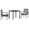 vidaXL Have Spisebordss&aelig;t med pude 5 pcs Sort Rattan