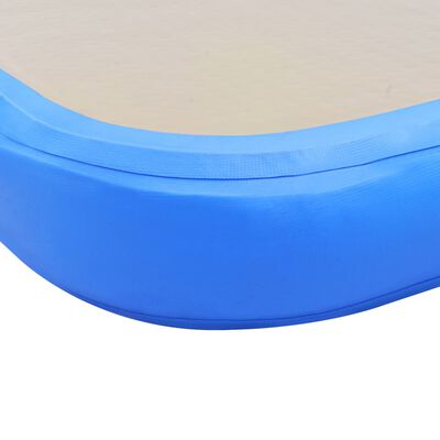 vidaXL oppustelig gymnastikmåtte med pumpe 600 x 100 x 10 cm PVC blå