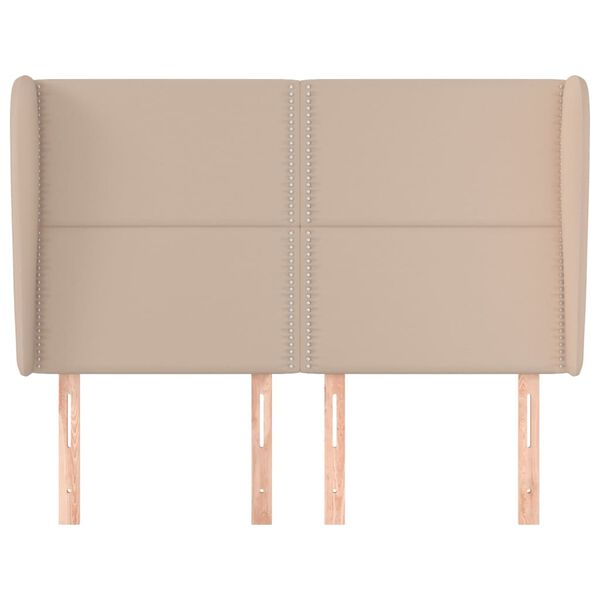 vidaXL sengegavl med kanter 147x23x118/128 cm kunstl&aelig;der cappuccino