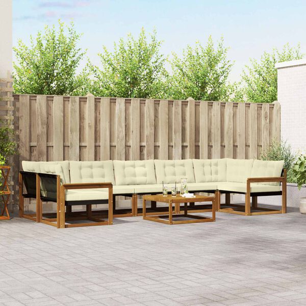 vidaXL Udend&oslash;rs sofagruppe med pude 8 pcs Naturlig og Fl&oslash;de