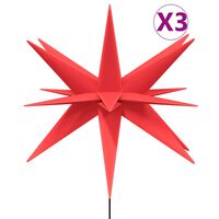 vidaXL juledekoration med LED-lys og jordspyd 3 stk. 35 cm foldbar rød