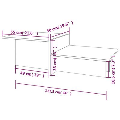 vidaXL sofabord 111,5x50x33 cm konstrueret træ grå sonoma-eg