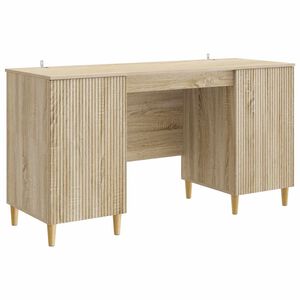 vidaXL Bord med hylde Sonoma-eg 142,5 x 50 x 75 cm Konstrueret tr&aelig;