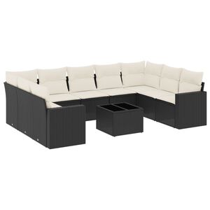 vidaXL sofas&aelig;t til haven 10 dele med hynder polyrattan sort
