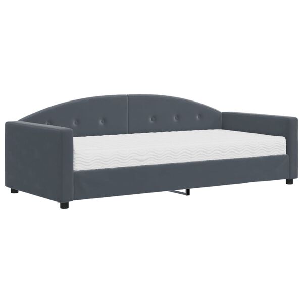 vidaXL daybed med madras 90x200 cm velour m&oslash;rkegr&aring;