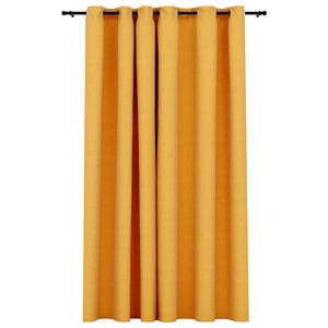 vidaXL m&oslash;rkl&aelig;gningsgardin med &oslash;jer 290x245 cm h&oslash;r-look gul
