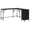 vidaXL skrivebord 141x141x75 cm konstrueret tr&aelig; sort