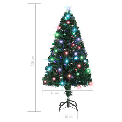 vidaXL juletræ med juletræsfod og lys 120 cm fiberoptisk