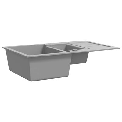 vidaXL køkkenvask dobbelt vask granit grå
