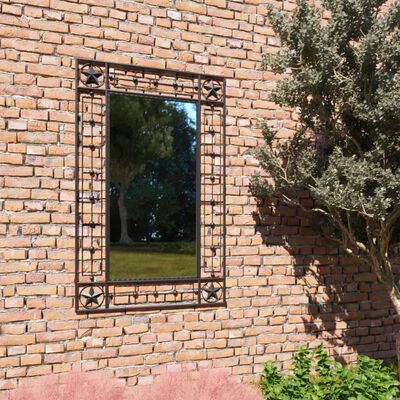 vidaXL vægspejl til haven rektangulær 50 x 80 cm sort