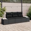 vidaXL Sofa S&aelig;t med pude 3 pcs Sort polyrattan