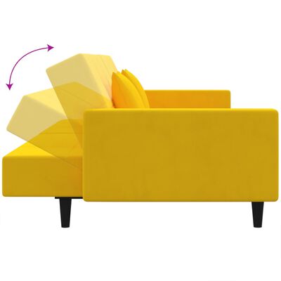 vidaXL 2-personers sovesofa med 2 puder og fodskammel fløjl gul