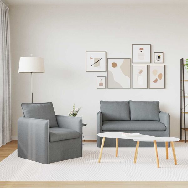 vidaXL Sofa S&aelig;t 2 pcs Lysegr&aring; 136 x 82 x 85 cm Stof