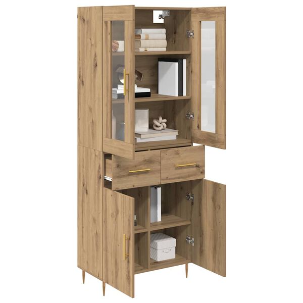 vidaXL Highboard med skuffe 2 pcs Artisan Egetr&aelig; Konstrueret tr&aelig;