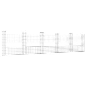 vidaXL gabionkurv med 6 stolper 620x20x150 cm U-facon jern