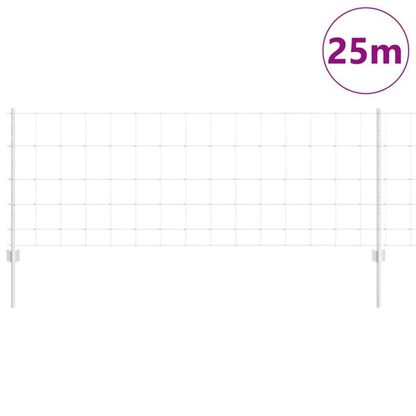 vidaXL Hegn med post S&oslash;lv 0,8 x 25 m St&aring;l