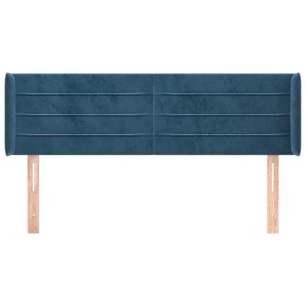 vidaXL sengegavl med kanter 147x16x78/88 cm fl&oslash;jl m&oslash;rkebl&aring;