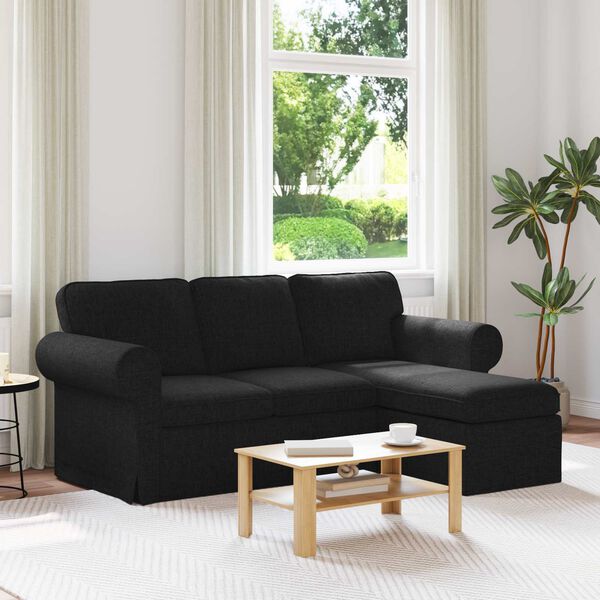 vidaXL Sofa Sort 215 x 138 x 80 cm Stof