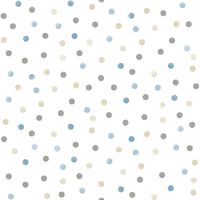 Noordwand tapet Mondo Baby Confetti Dots hvid blå grå og beige