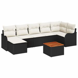 vidaXL Havesofa S&aelig;t med opbevaring 8 pcs Sort og Cream polyrattan