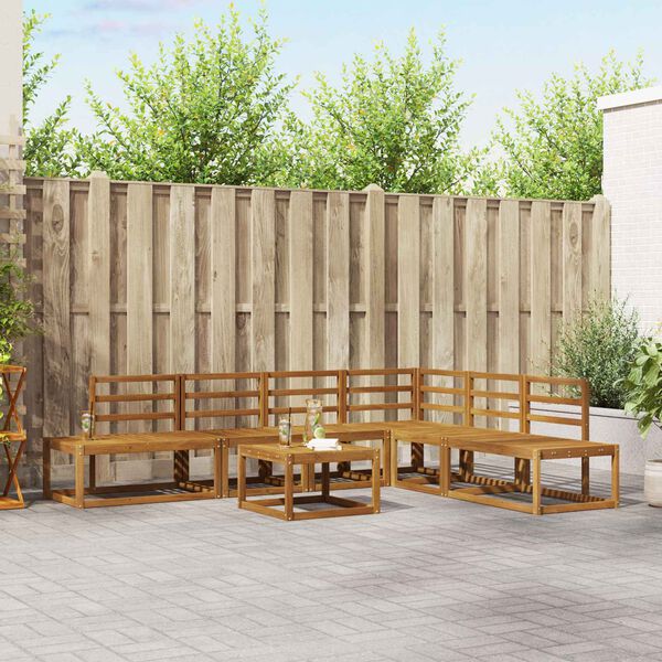 vidaXL Sofa S&aelig;t 7 Stk Naturfarvet Massivt Akacietr&aelig;