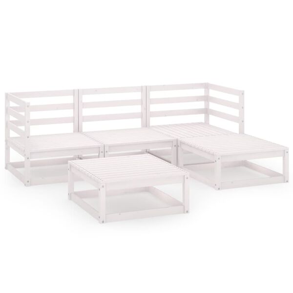 vidaXL lounges&aelig;t til haven 5 dele massivt fyrretr&aelig; hvid