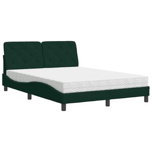 vidaXL seng med madras 120x200 cm velour m&oslash;rkegr&oslash;n