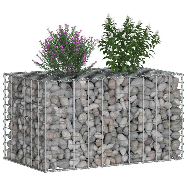 vidaXL Gabion h&oslash;jbed S&oslash;lv 100 x 60 x 55 cm Galvaniseret st&aring;l
