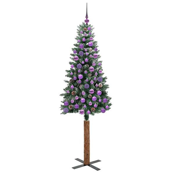 vidaXL Slankt Juletr&aelig; med stativ Gr&oslash;n 180 cm PVC og Massiv Fyrretr&aelig;