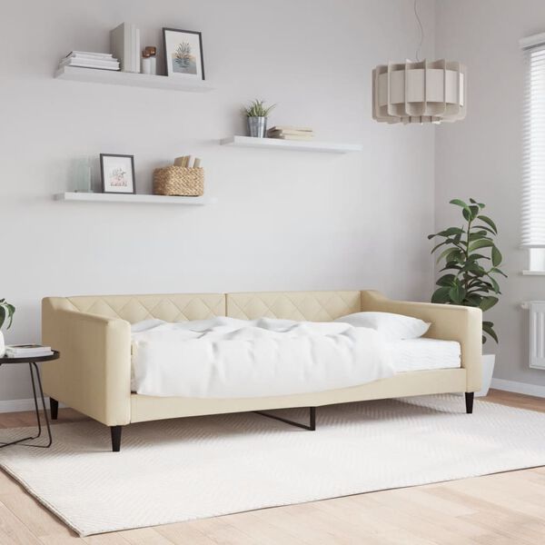 vidaXL daybed med madras 100x200 cm stof cremefarvet