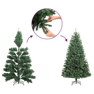 vidaXL kunstigt halvt juletræ med juletræsfod 210 cm smalt grøn