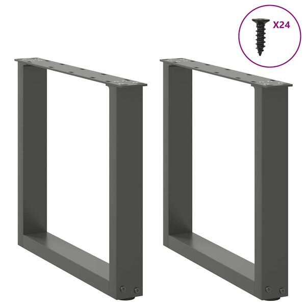 vidaXL sofabordsben U-formet 2 stk. antracit 50x(42-43) cm st&aring;l