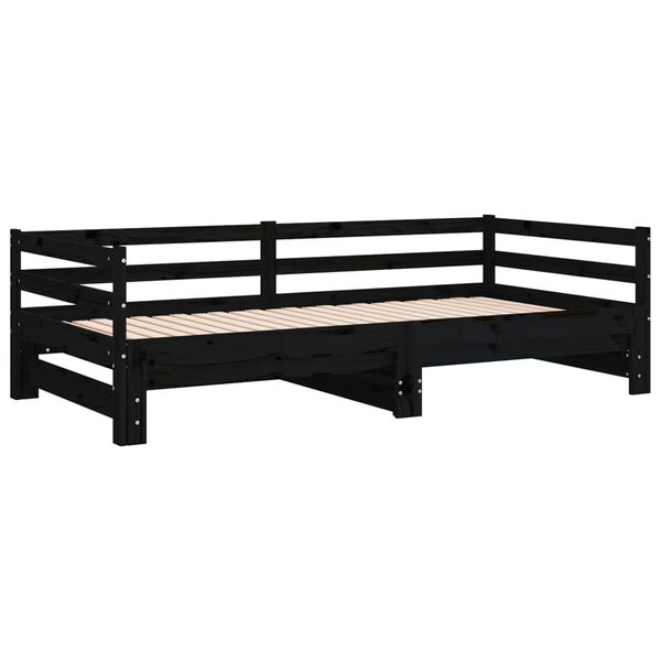 vidaXL daybed med udtræk 2x(90x200) cm massivt fyrretræ sort