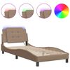 vidaXL sengeramme med LED uden madras Zadar 90x200 cm cappuccinofarvet