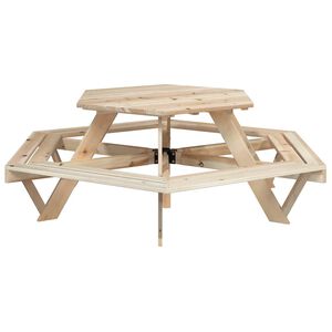 vidaXL picnicbord til 6 b&oslash;rn sekskantet m. parasolhul massivt grantr&aelig;