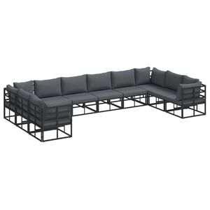 vidaXL Havesofa S&aelig;t 10 stk. Sort Aluminium