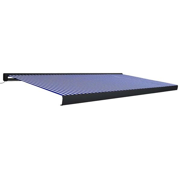 vidaXL kassettemarkise m. motor 500x300 cm bl&aring; og hvid
