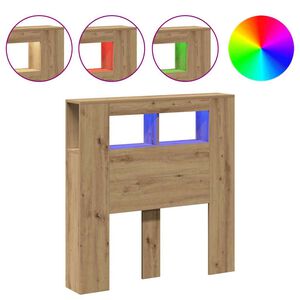 vidaXL sengegavl m. LED-lys 100x18,5x103,5 cm konstrueret tr&aelig; kunsteg