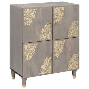 vidaXL Sideboard med dør Grå og Guld 60 x 33 x 75 cm Massivt mangotræ