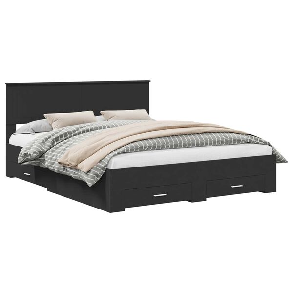 vidaXL Sengestel med hovedg&aelig;rde Sort 160 x 200 cm Konstrueret tr&aelig;